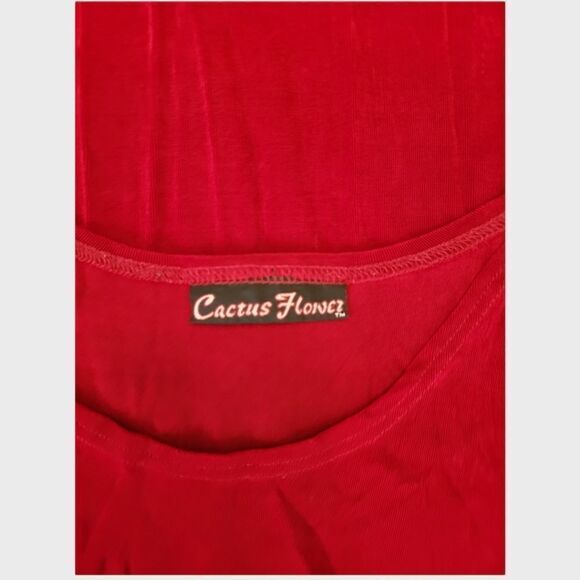 Cactus Flower Tank Bodycon Maxi Maroon Medium - Picture 3 of 3